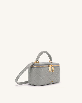Vivienne Sac vanity matelassé à poignée supérieure - Gris