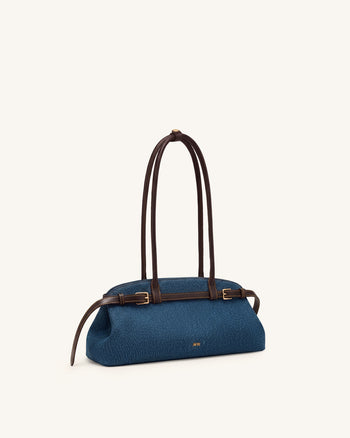 Sac bandoulière est-ouest avec détail de ceinture Arden - Denim bleu
