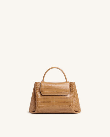 Rhea Petit sac d'épaule à double boucle - Crocodile marron clair