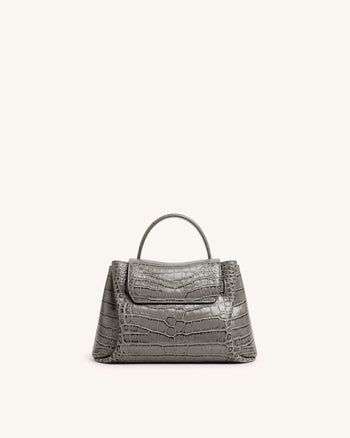 Rhea Petit sac d'épaule à double boucle - Crocodile gris