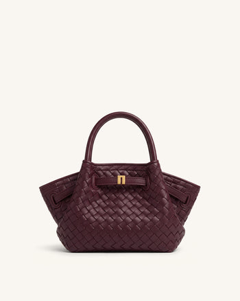Hana Mini sac cabas tressé - Bordeaux foncé