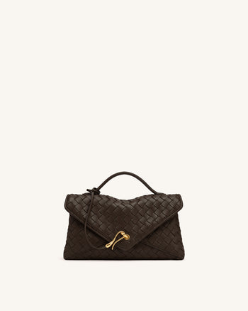 Celeste Sac enveloppe tissé - Marron foncé