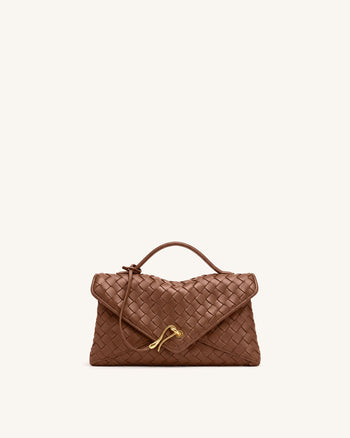 Celeste Sac enveloppe tressé - Marron