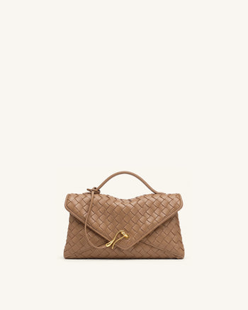 Celeste Sac enveloppe tressé - Marron moka