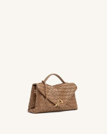 Celeste Sac enveloppe tressé - Marron moka