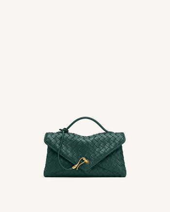 Celeste Sac enveloppe tressé - Vert encre foncé