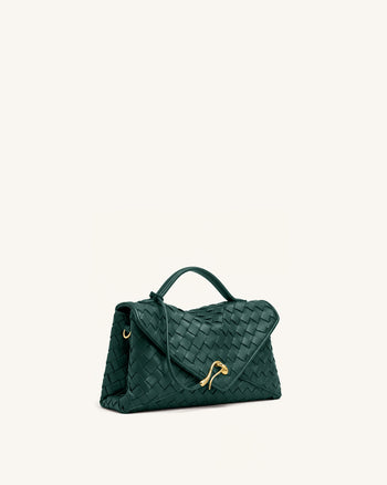 Celeste Sac enveloppe tressé - Vert encre foncé