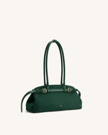 Arden Sac à bandoulière est-ouest en similicuir suédé avec détail ceinture - Vert foncé