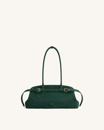 Arden Sac à bandoulière est-ouest en similicuir suédé avec détail ceinture - Vert foncé