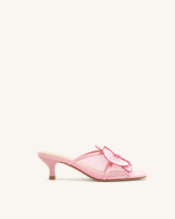 Serena Mules oversize à broderies orchidées - Rose