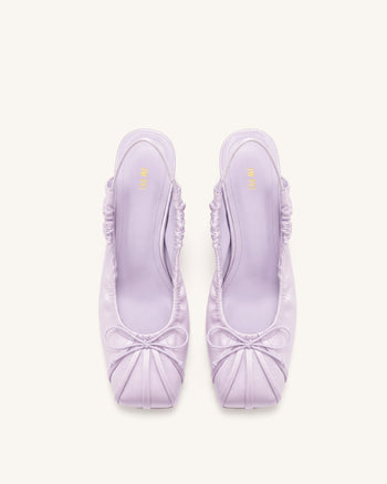 Solenne Escarpins à bride arrière froncés avec nœud en satin - Violet