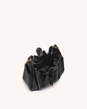 Rowan Sac seau froncé à cordon et chaîne - Noir