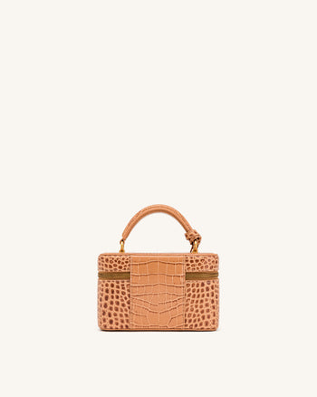 Cleo Sac boîte à poignée supérieure - Marron façon croco