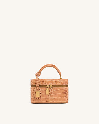 Cleo Sac boîte à poignée supérieure - Marron façon croco