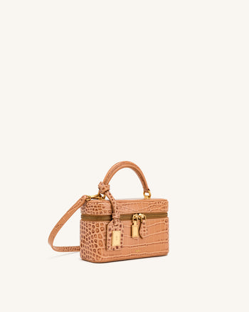 Cleo Sac boîte à poignée supérieure - Marron façon croco