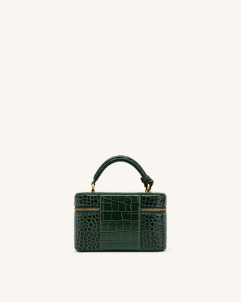 Cleo Sac boîte à poignée supérieure - Vert forêt façon croco