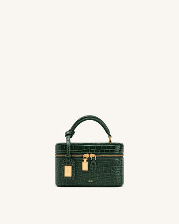 Cleo Sac boîte à poignée supérieure - Vert forêt façon croco