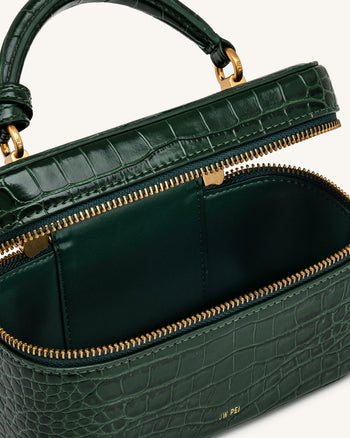 Cleo Sac boîte à poignée supérieure - Vert forêt façon croco
