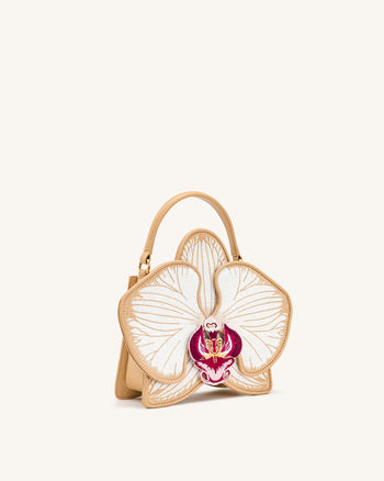 Flora Sac à poignée supérieure en forme d'orchidée - Champagne