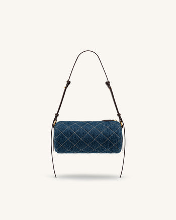 Lucienne Sac à bandoulière matelassé à chaîne motif teckel - Jean bleu
