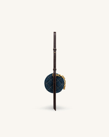 Lucienne Sac à bandoulière matelassé à chaîne motif teckel - Jean bleu