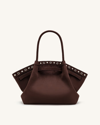Sac cabas Hana en suédine - Marron chocolat foncé
