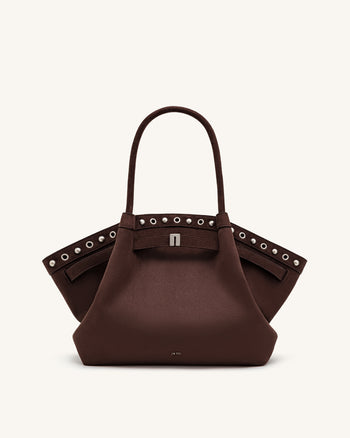 Sac cabas Hana en suédine - Marron chocolat foncé