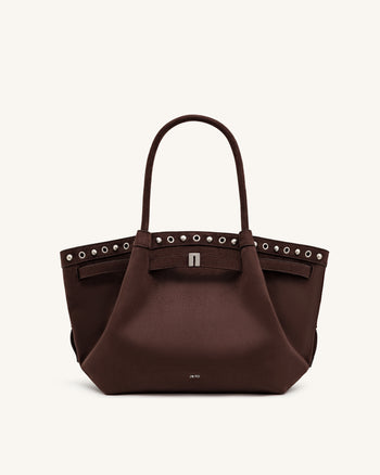 Sac cabas Hana en suédine - Marron chocolat foncé