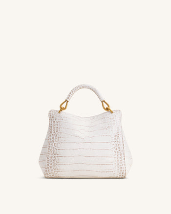 Lucia Sac classique à poignée supérieure - Effet croco blanc cassé