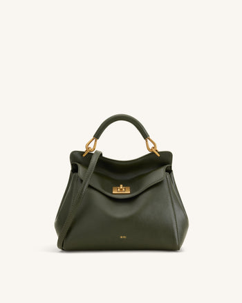 Lucia Sac à main classique à poignée supérieure - Vert olive foncé