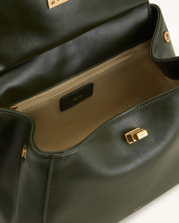 Lucia Sac à main classique à poignée supérieure - Vert olive foncé