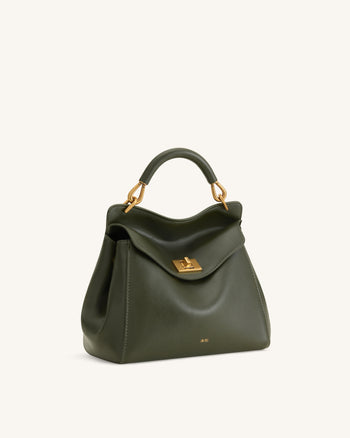 Lucia Sac à main classique à poignée supérieure - Vert olive foncé