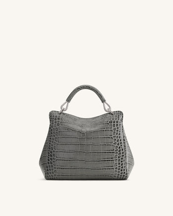Lucia Sac à main classique à poignée supérieure - Effet croco gris