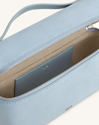 Thea Sac à poignée supérieure en faux daim - Bleu clair