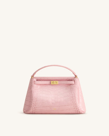 Carmen Sac à main aspect crocodile - Rose