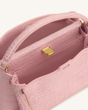Carmen Sac à main aspect crocodile - Rose