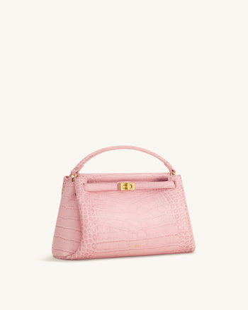 Carmen Sac à main aspect crocodile - Rose