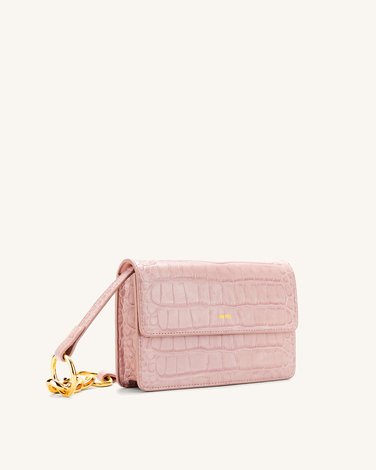 Sac Julia Bandoulière Chaîne Acrylique - Rose Clair Effet Croco