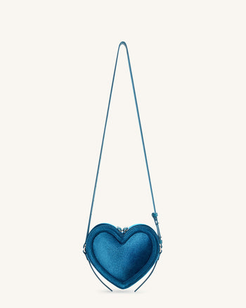 Arlene Sac en forme de cœur en velours – Bleu