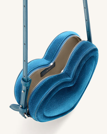 Arlene Sac en forme de cœur en velours – Bleu