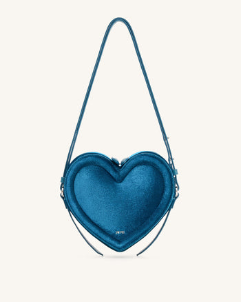 Arlene Sac en forme de cœur en velours – Bleu