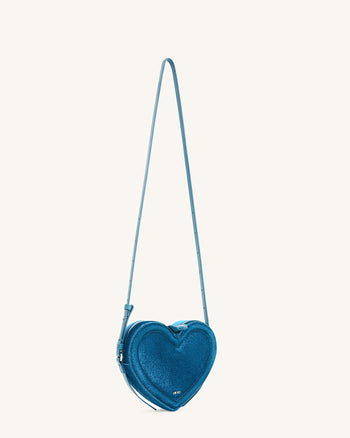 Arlene Sac en forme de cœur en velours – Bleu