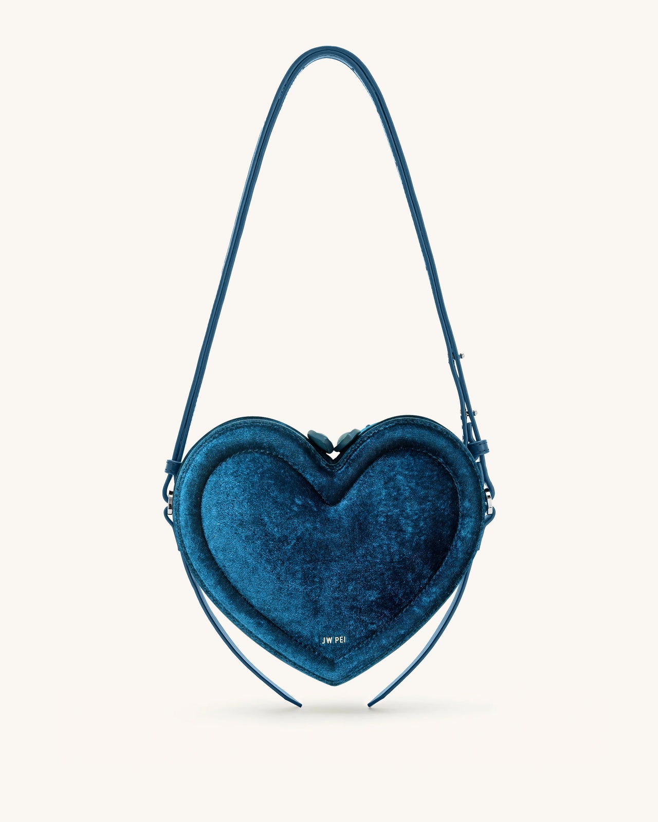 Sac Arlene en forme de cœur en velours – Bleu
