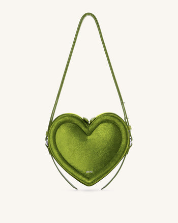 Arlene Sac en forme de cœur en velours – Vert