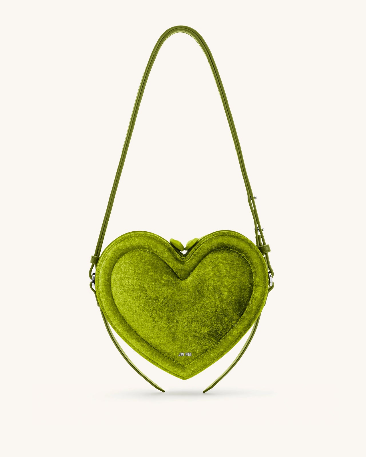 Sac Arlene en forme de cœur en velours – Vert