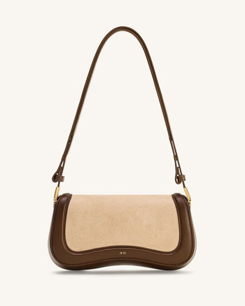 Joy Sac à bandoulière en faux daim - Brun kaki