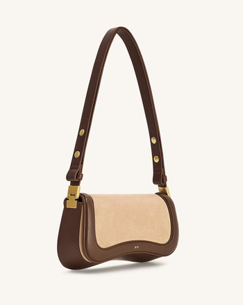 Joy Sac à bandoulière en faux daim - Brun kaki