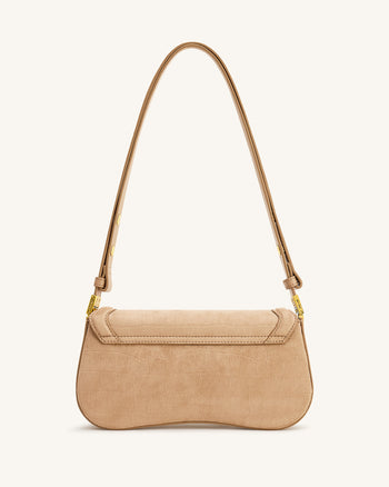 Joy Sac à bandoulière en daim synthétique effet croco - Beige