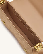 Joy Sac à bandoulière en daim synthétique effet croco - Beige