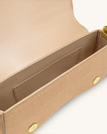 Joy Sac à bandoulière en daim synthétique effet croco - Beige